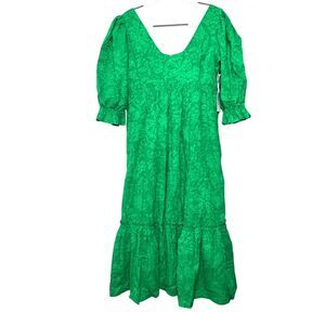 Hyacinth House‎ Women's Large Puff Sleeve Lorelei Midi Dress Green Tuckernuck